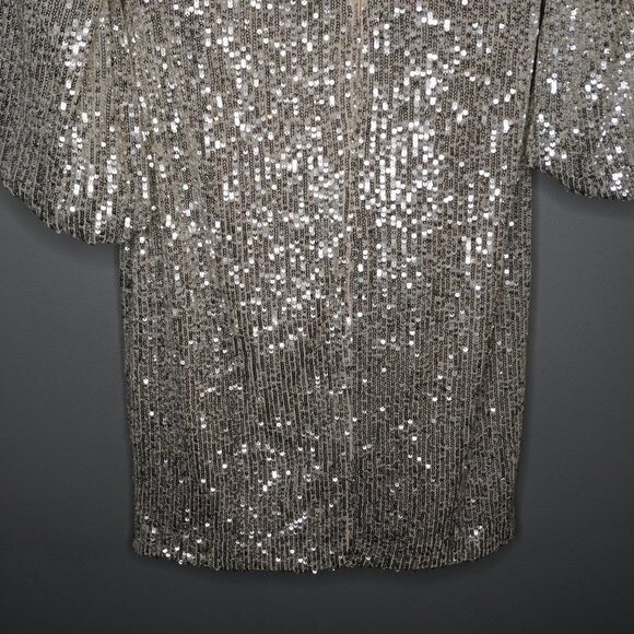 Eliza J Silver Sequined Blouson Surplice V-Neck Cocktail Dress Size 0 NWT - Picture 10 of 10